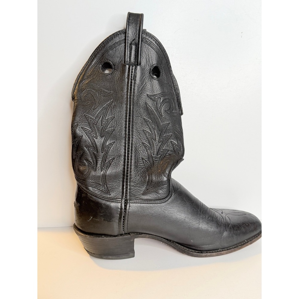 VTG Double H Aero Glide 7 Black Leather Cowboy Western Boots Made in USA size 10